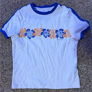 Rip Curl women’s ' White Tee with Blue and Orange Floral Design